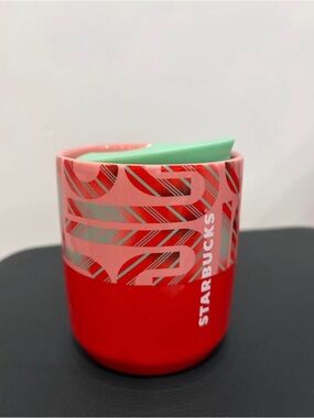 Starbucks Red Pink Holiday Cup with Mint Green Lid